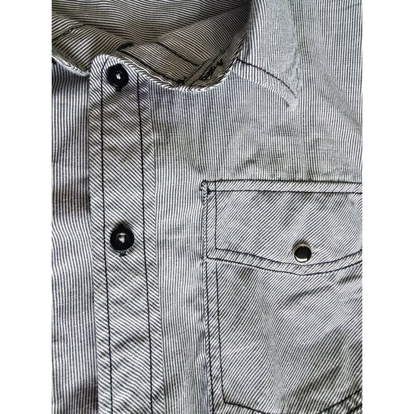 Eighty Eight Womens Button-Down Shirt Gray Striped Size S Cotton Blend - Picture 4 of 7